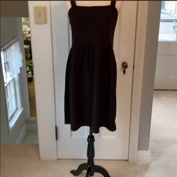Loft Black Ribbed Spaghetti Strap Dress 